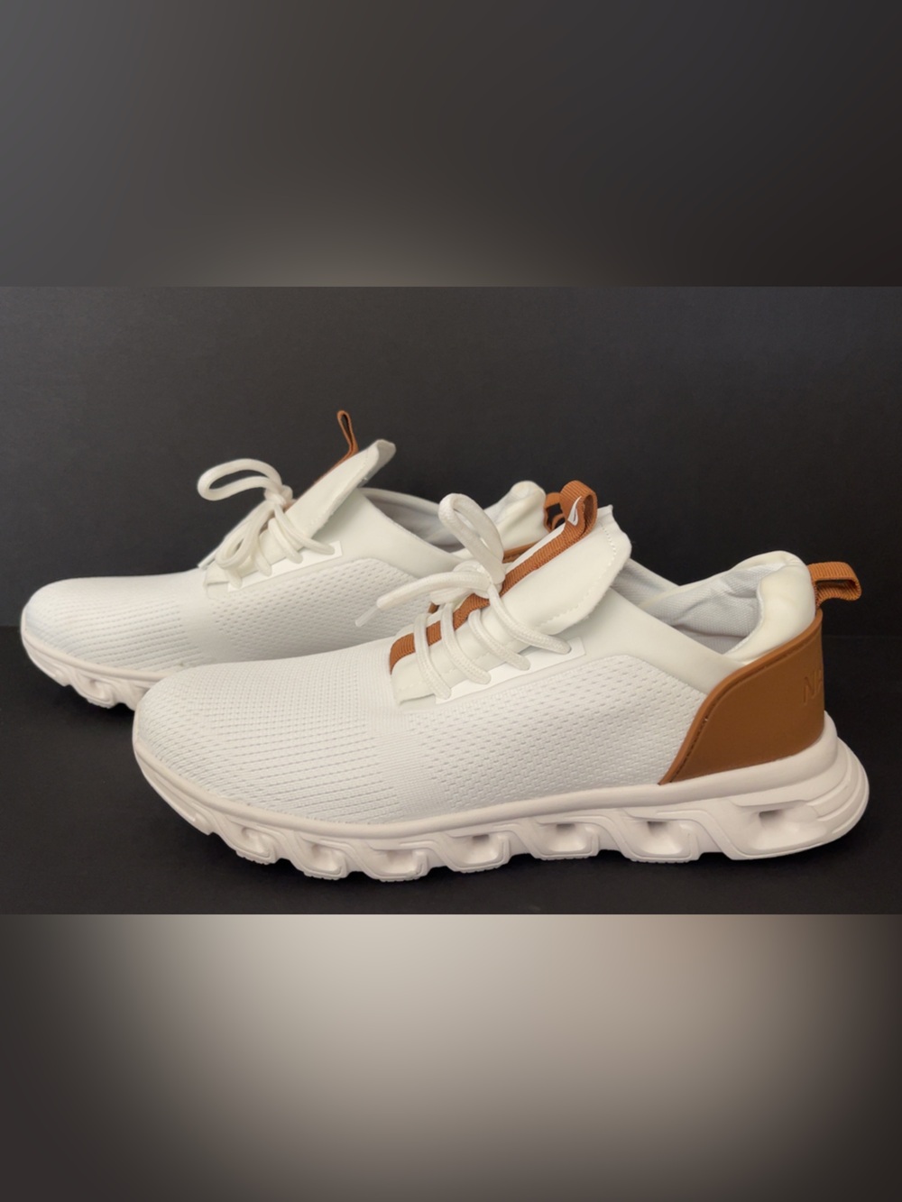 Nautica White and Tan Men's Slip-On Sneakers